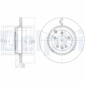 Диск гальмівний land rover range rover sport (ls) "r d=365mm "09-13 Delphi BG9082C