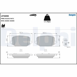 Гальмівні колодки дискові FORD Explorer "R "20>> Delphi LP3698 (фото 1)