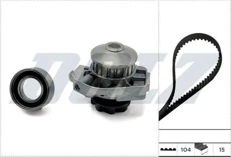 FIAT К-т ГРМ (помпа + ремень + ролик) Uno 45 1.0 85-,Tipo 1.1 93-,Panda,Punto DOLZ KD129