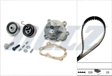 OPEL К-т ГРМ (помпа + ремень Z=129 + ролики 2шт.) DOLZ KD142