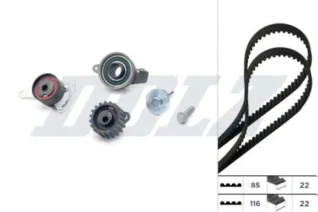 К-кт. ГРМ (2шт. рем.+3шт. ролика+крепление) FORD 1,8D/TD: Escort, Fiesta, Sierra 89-01 DOLZ SKD029