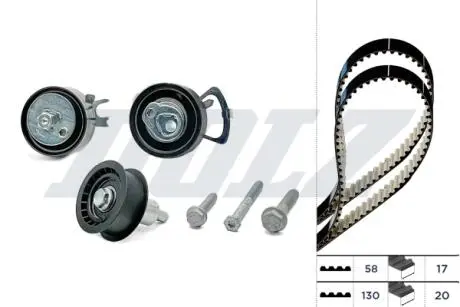 К-кт. ГРМ (2шт. рем.+3шт.ролик+крепление) SKODA Fabia 1.4 DOLZ SKD080