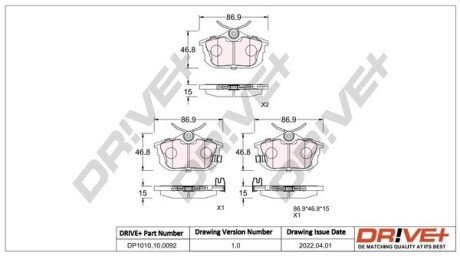 Drive+ - Гальмівні колодки до дисків Drive+ DP1010.10.0092