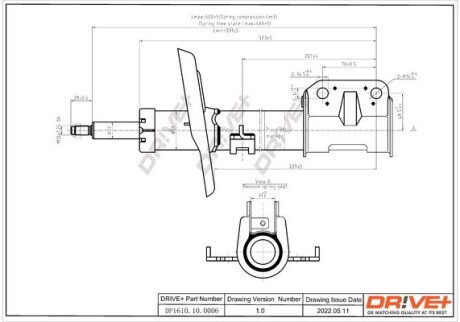 Drive+ Амортизатор (передній) Renault Megane III 08- (Газ) Drive+ DP1610.10.0006