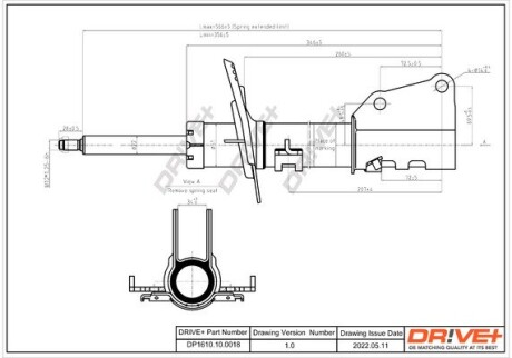 Drive+ Амортизатор (передній) Renault Kangoo 08- R15/16 (maxi baza) (цапфа 36mm) (d22 Drive+ DP1610.10.0018