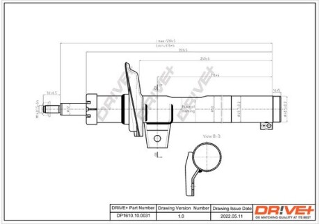 Drive+ Амортизатор (передній) VW Caddy 03- (D 50) (Газ) Drive+ DP1610.10.0031