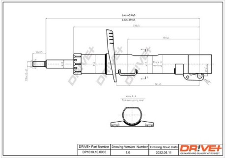 Drive+ Амортизатор (передній) VW Polo/Skoda Fabia 99-/Roomster 06- (Газ) Drive+ DP1610.10.0035