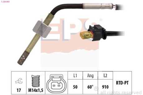 Датчик температури випускних газів MB A (W176)/ E (W212, S212)/ GLA (X156) EPS 1.220.083 (фото 1)