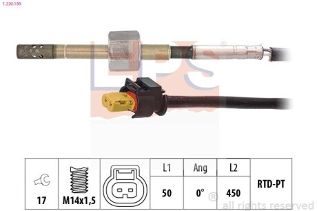 Датчик температури випускнх газів MB C (W205, S205)/E (W212, S212) EPS 1.220.189