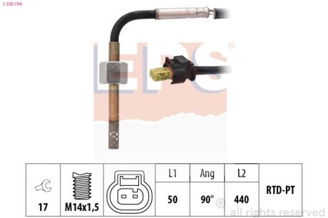 Датчик температури випускних газів MB OM642.852/OM642.853/OM642.854 EPS 1.220.194 (фото 1)