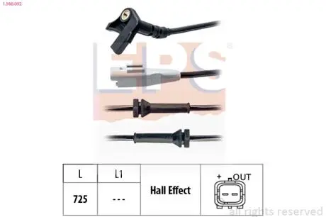 Датчик ABS передний Citroen Picasso/ Berlingo/Peugeot Partner 08- EPS 1.960.092