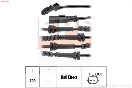 Датчик ABS передний Opel Vivaro 2.0 Ecotec, 1.9DI/DTI/CDTI, 2.5DTI EPS 1.960.146