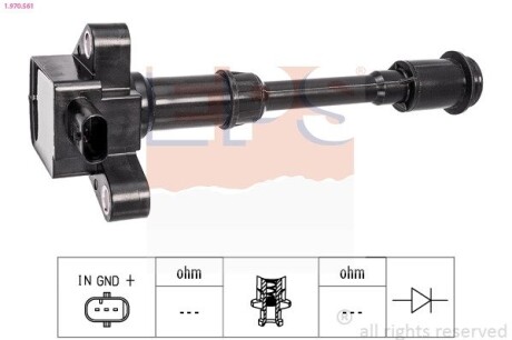 Котушка запалювання Ford C-Max II 1.6 EcoBoost 10- /Fiesta 1.6 ST 13- /Focus III 1.6 EcoBoost 10- /Kuga 13- /Mondeo IV 10- /Volvo S60/V60 1.6 10- EPS 1.970.561