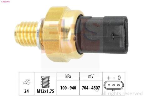 OPEL Датчик тиску оливи ANTARA A 2.0 16-17, CHEVROLET CAMARO 6.2 15- EPS 1.980.004