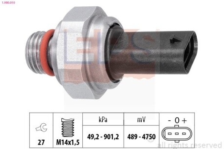 Датчик тиску випускних газів BMW 3 (G20/G80/G28) 330d 20-/5 (G30/F90) 530D 20-/7 (G11/G12) 730d 20-/X7 (G07) 19- EPS 1.980.010