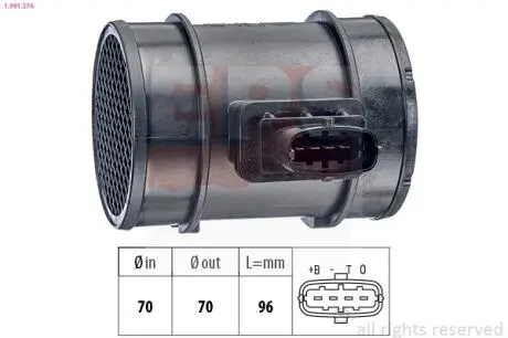 Вимірювач маси повітря Opel Astra H 1.3 CDTI-1.9CDTi 16V 03.04- /Fiat Idea 1.9JTD 01.04- EPS 1.991.276