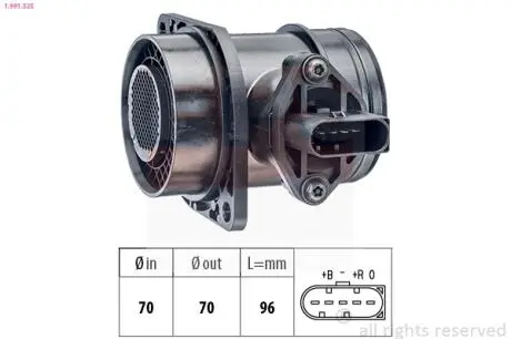 VW Расходомер воздуха (дизель) 1,9TDI: Audi A4 SEATSkoda Fabia,OctaviaVW Ford Galaxy EPS 1.991.325