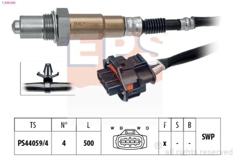 OPEL Лямбда зонд Astra H, Zafira B, Vectra C, 1,6-1,8 EPS 1.998.065