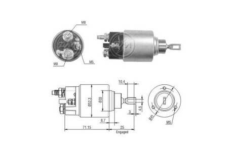 Втягивающее реле стартера ERA ZM376