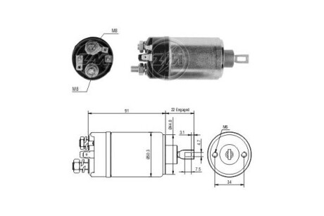 Втягивающее реле стартера ERA ZM524