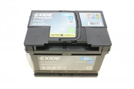 Аккумулятор 61Ah/600A (правый плюс) EXIDE EA612
