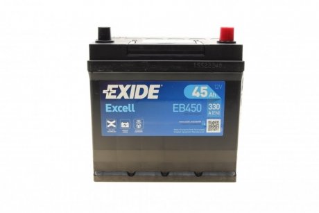 Аккумуляторная батарея 45Ah/330A (220x135x225/+R/B1) Excell EXIDE EB450 (фото 1)
