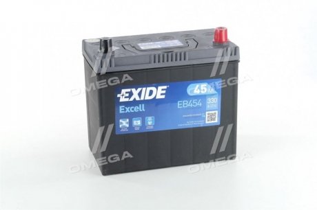 Аккумулятор 45ah-12v excell(234х127х220),r,en330 EXIDE EB454 (фото 1)