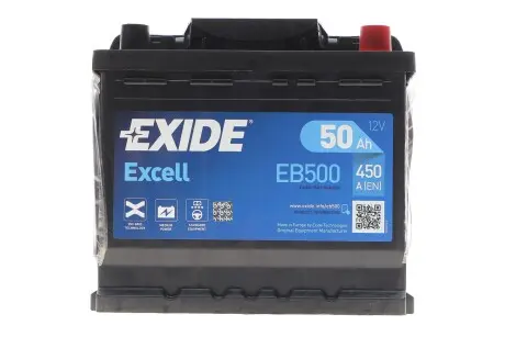Аккумулятор 50ah-12v excell(207х175х190),r,en450 EXIDE EB500