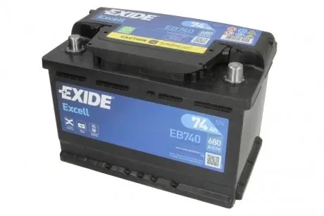 Аккумулятор 74Ah/680A правый + EXIDE EB740