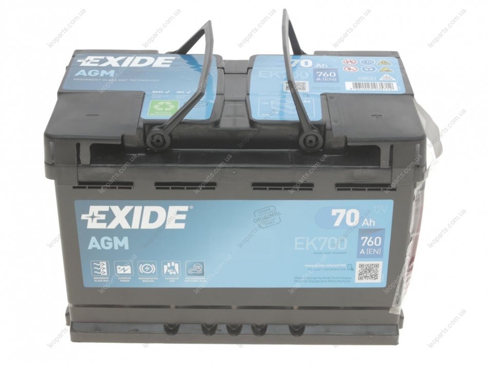 EK700 EXIDE - Аккумулятор START-STOP AGM (278×175×190), 70Ач, 760А