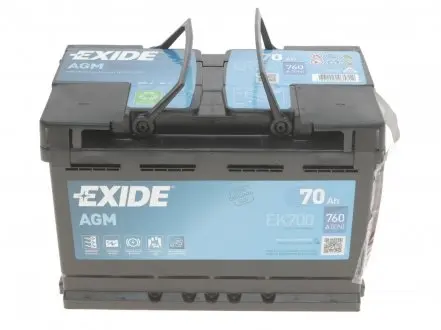 Аккумулятор START-STOP AGM (278?175?190), 70Ач, 760А, R+ EXIDE EK700