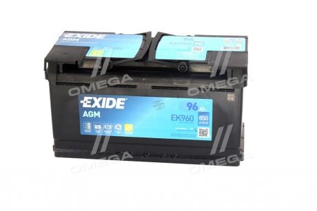 Акумуляторна батарея 96Ah/850A (353x175x190/+R/B13) (Start-Stop AGM) EXIDE EK960 (фото 1)