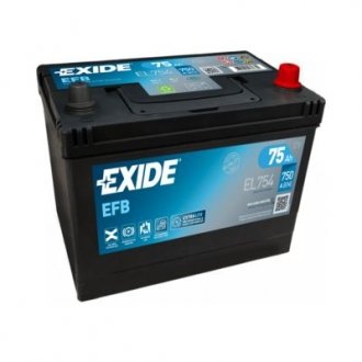 Акумуляторна батарея 75Ah/750A (270x173x222/+R/B0) (Start-Stop EFB) Азія EXIDE EL754 (фото 1)