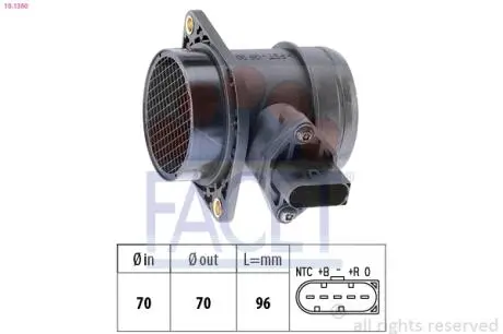 Расходомер воздуха (5 конт.) VW GOLF IV/SKODA OCTAVIA 1.2/1.8/2.0 96-10 FACET 10.1380