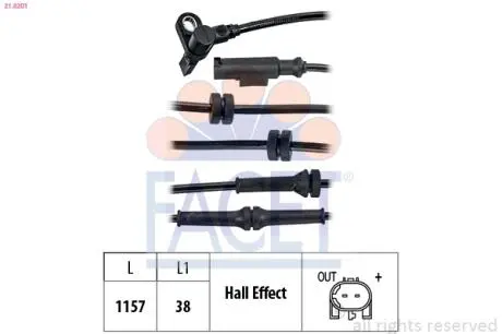 Датчик ABS передний Ducato/Boxer 06- FACET 21.0201