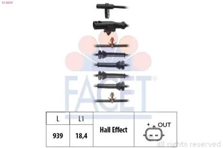 Датчик ABS Kadjar (15-)/Koleos (16-) FACET 210234