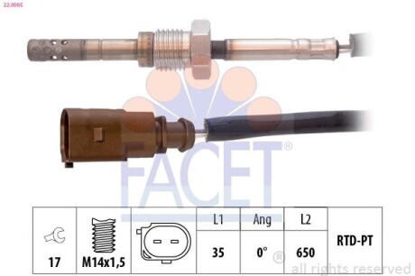 Датчик температури відпрацьованих газів FACET 22.0065