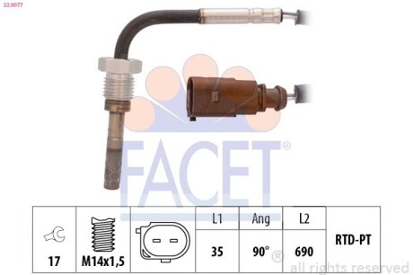 Датчик температури відпрацьованих газів FACET 22.0077