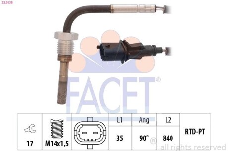 Датчик температуры выхлопных газов FACET 22.0138