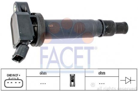 Котушка запалювання Avensis/Camry 2.0-2.4i 00- FACET 9.6358 (фото 1)