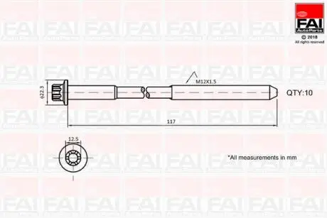 Комплект болтов ГБЦ FAI AutoParts B1018