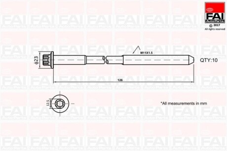 Комплект болтов ГБЦ FAI AutoParts B1139