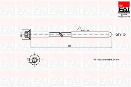 Комплект болтов ГБЦ FAI AutoParts B1140