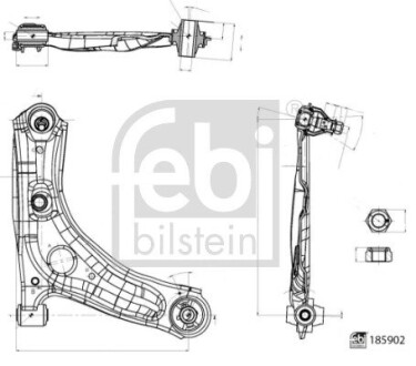 Важіль підвіски (передній/знизу) (R) Citroen C1 II/Toyota Aygo 14- FEBI BILSTEIN 185902 (фото 1)