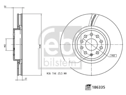 FEBI AUDI Гальм. диск передн. Q4 21-, SKODA, VW FEBI BILSTEIN 186335