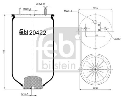 Пневмоподушка подвески без поршня FEBI BILSTEIN 20422