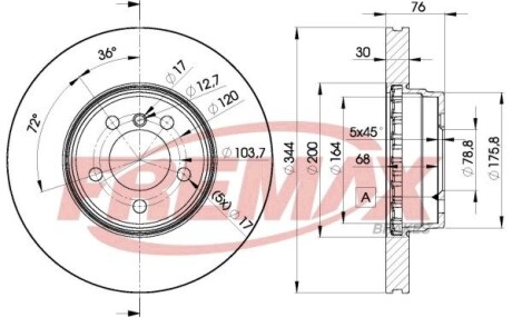 Диск торм. передний 344mm range rover 02-12 FREMAX BD-2207