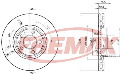 Диск гальмівний передній, r17 FREMAX BD-3020