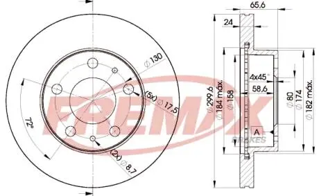 Диск тормозной передний, 94-06 (1.8t) FREMAX BD-4682