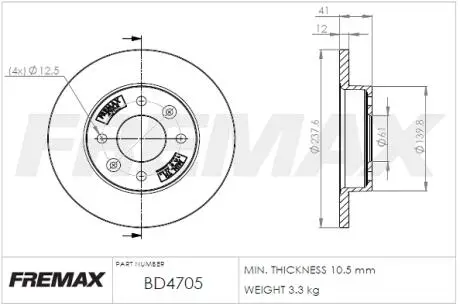 Диск тормозной FREMAX BD-4705